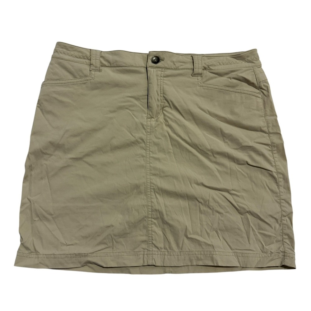 Eddie Bauer Travex Skort Women's Tan Khaki Nylon Stretch Lined Sz 8